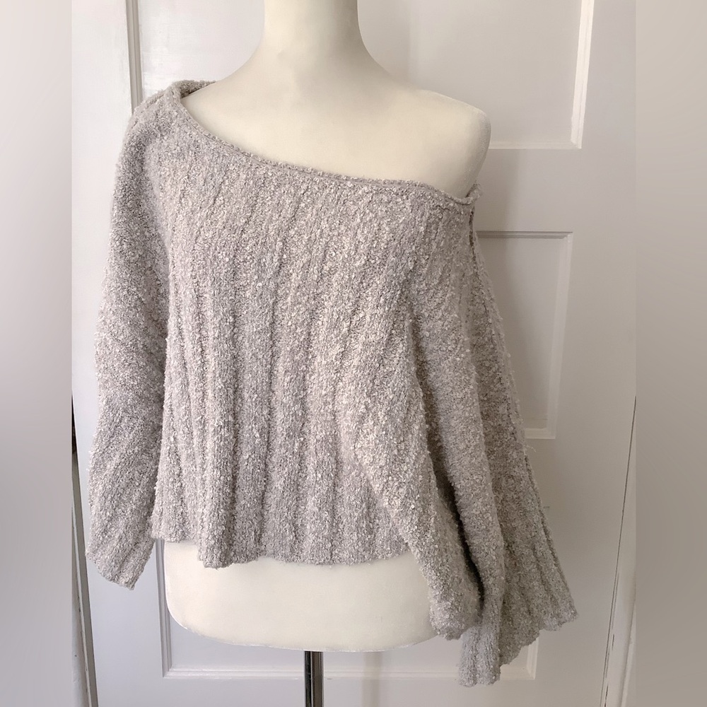 FREE PEOPLE Good Day Cropped Pullover Marled Gray Sweater Size S - Picture 7 of 13